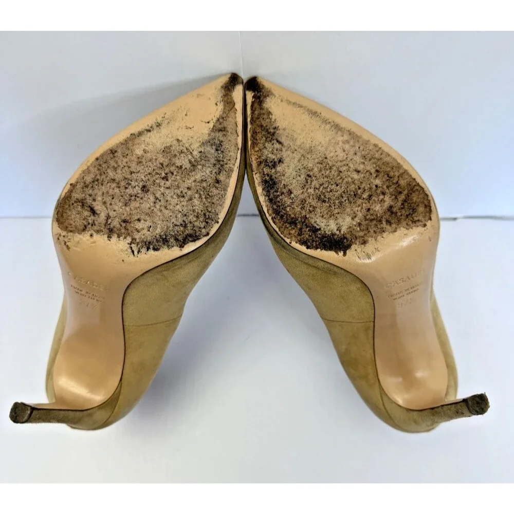 CASADEI Burgundy Suede Pumps Blade Heels Size 9 Good Used Condition